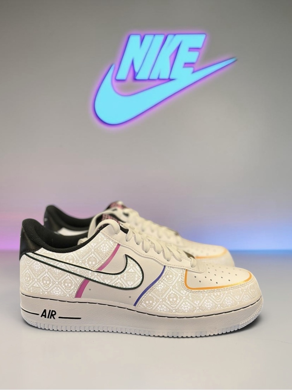 Nike Air Force 1 Low Day of the Dead White Black Skull Sneaker CT1138-100